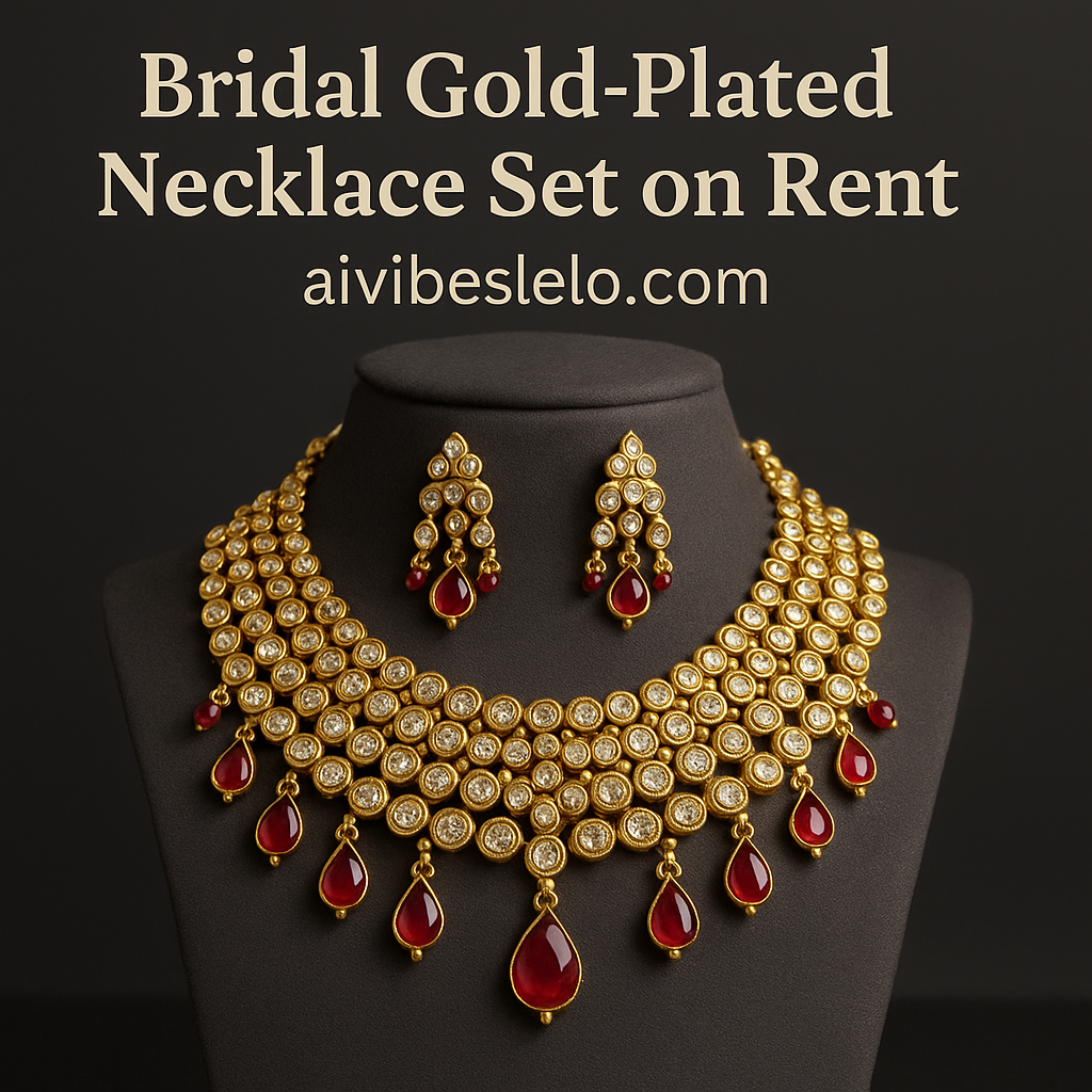 Bridal Gold-Plated Necklace Set on Rent