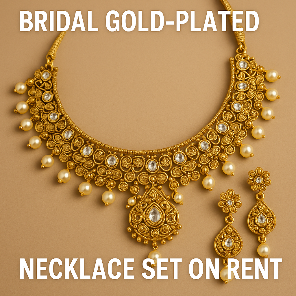 Bridal Gold-Plated Necklace Set on Rent