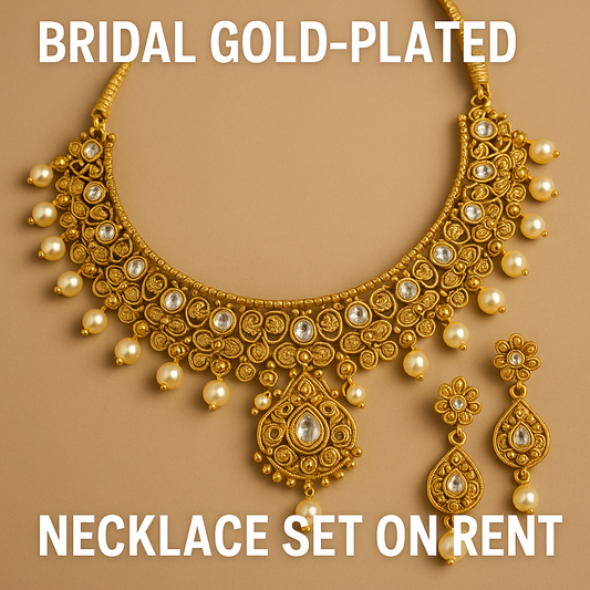 Bridal Gold-Plated Necklace Set on Rent